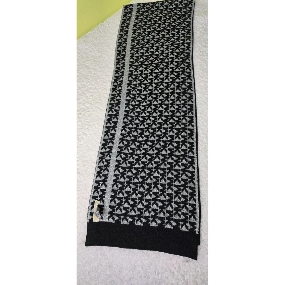 Michael Kors Mens Womens Winter Unisex Scarf 10x64 Metallic Designer MK Logo